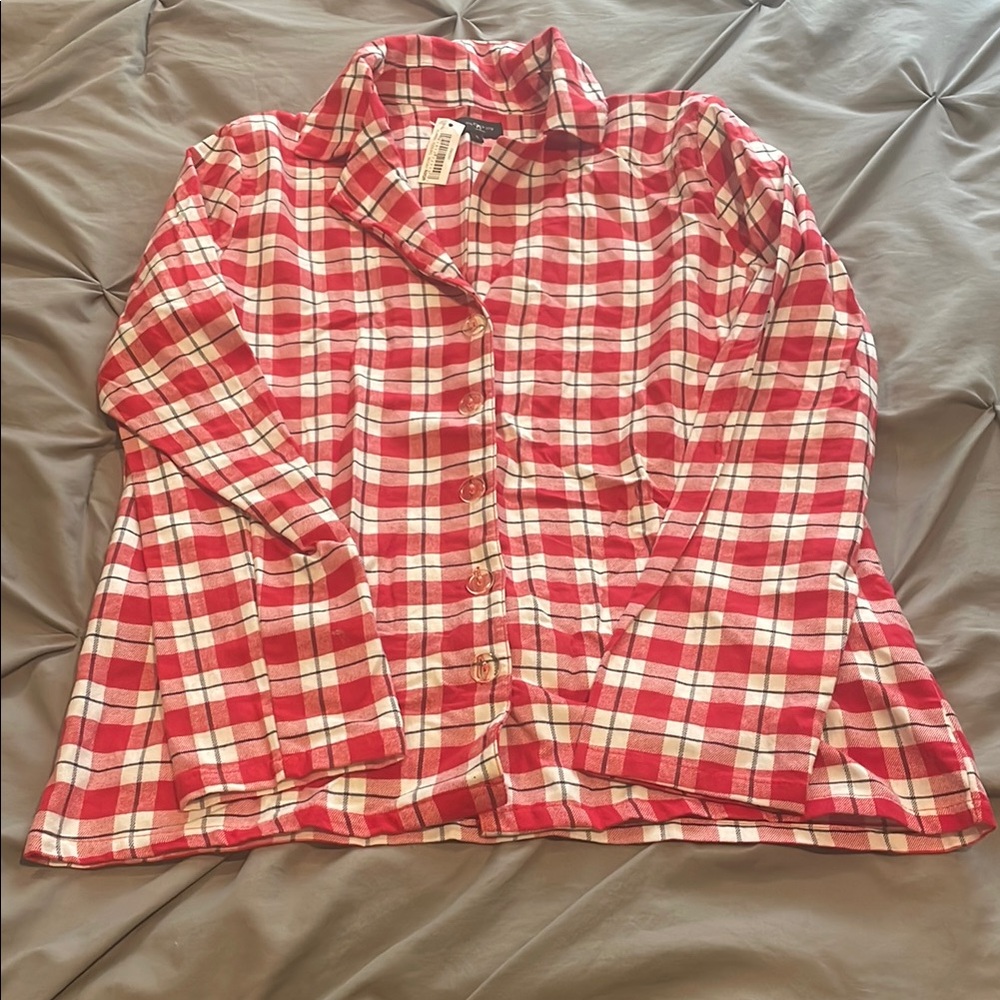 Women's Red Plaid Button-Up Pajama Top